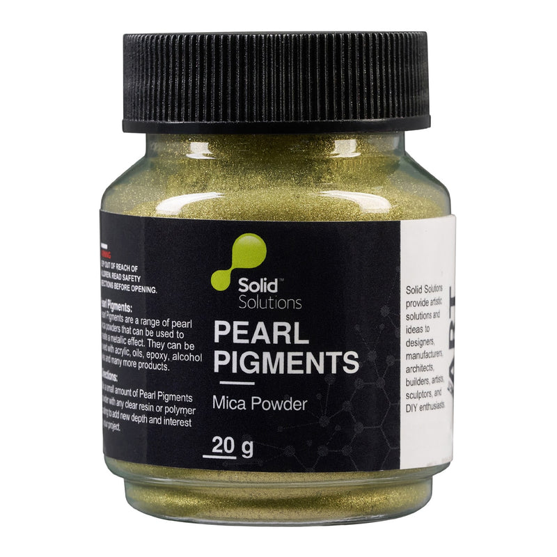 Solid Solutions Green Gold mica powder, 20g jar