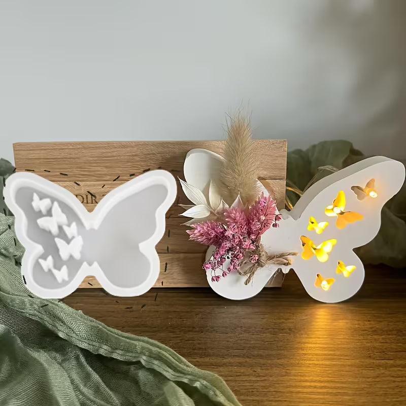 White 3D butterflies with cut out design, one lit from inside