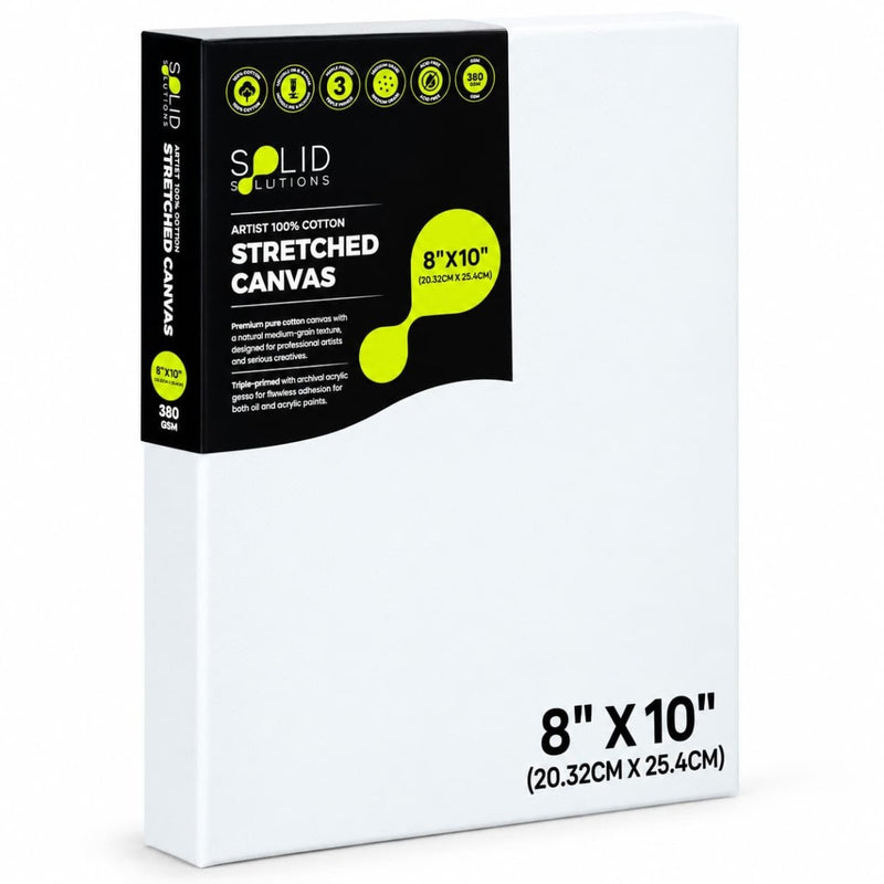 8 x 10 inch Small Stretched Canvas, 380 GSM triple-primed cotton, 38mm deep edge