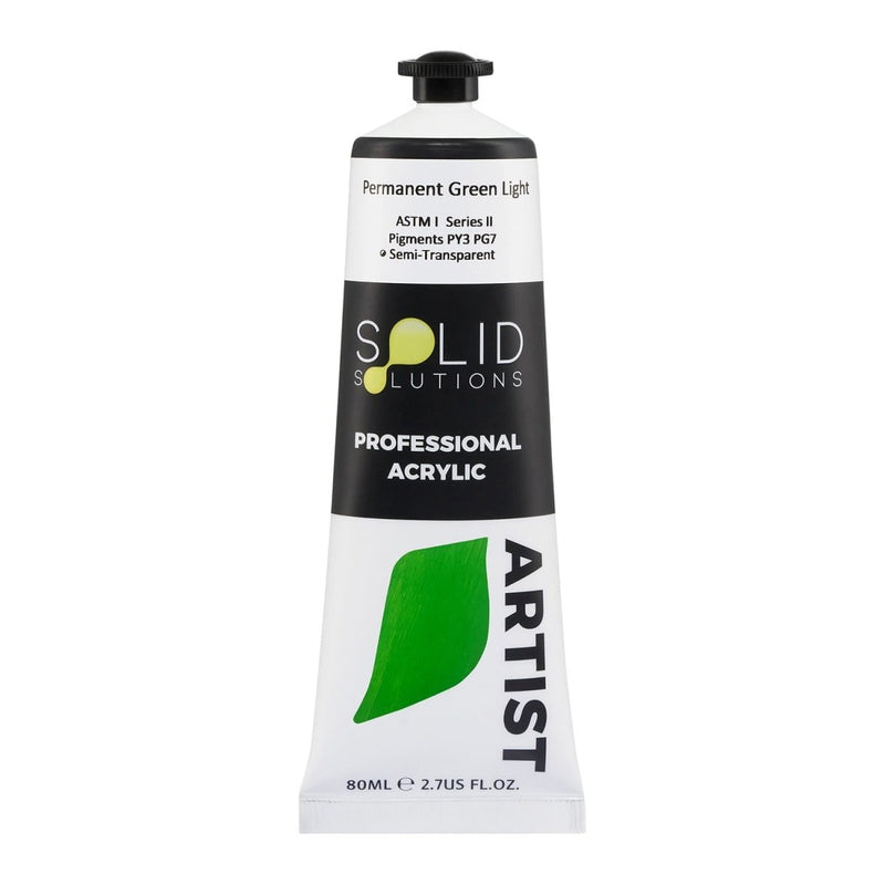 Solid Solutions Permanent Green Light heavy body artist acrylic paint, 80mL tube