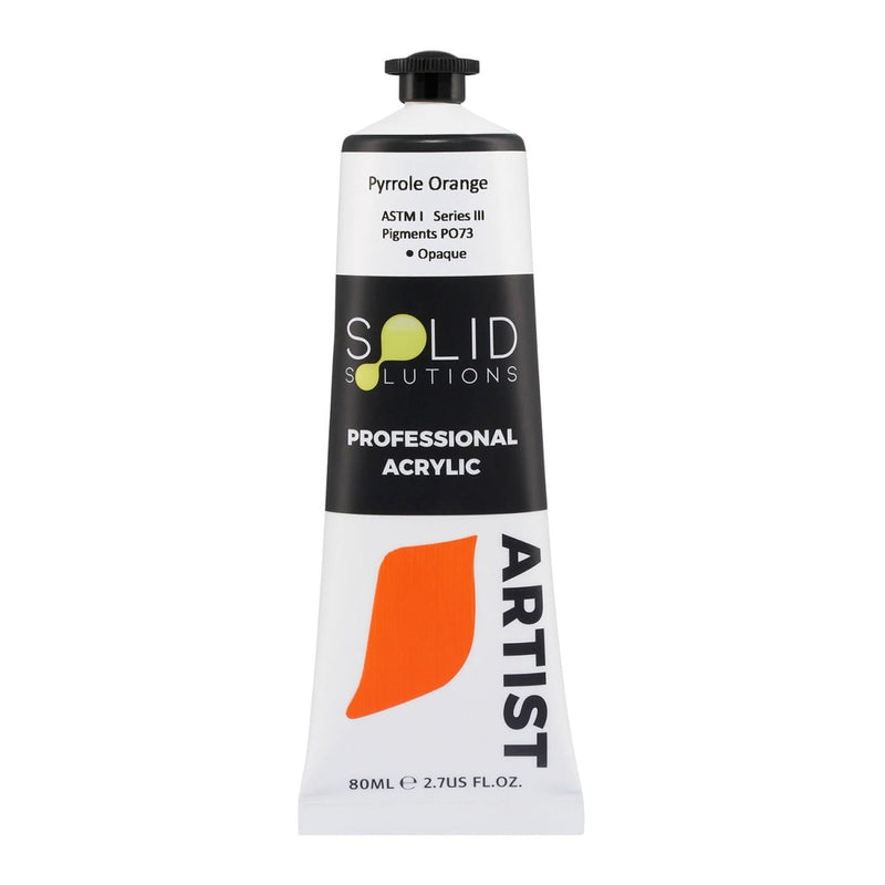 Solid Solutions Pyrrole Orange heavy body artist acrylic paint, 80mL tube
