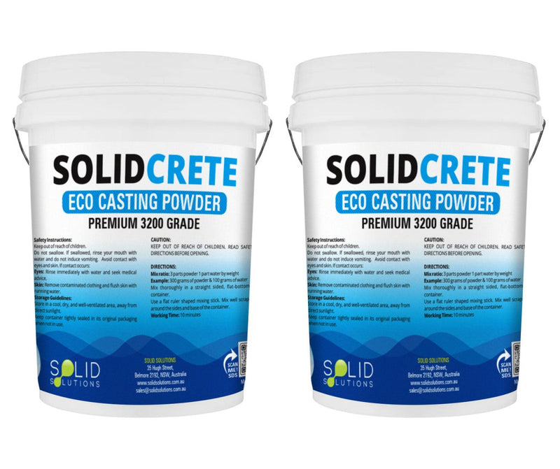 Two 10KG pails of SolidCrete Eco Casting Powder, premium 3200 grade casting material (20kg total)