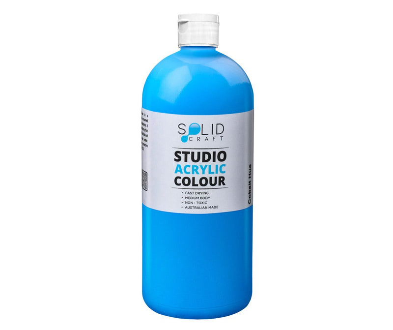 1 Litre bottle of Solid Craft Studio Acrylic Paint, Cobalt Hue colour