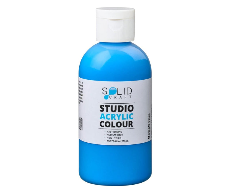 250ml bottle of Solid Craft Studio Acrylic Paint, Cobalt Hue colour