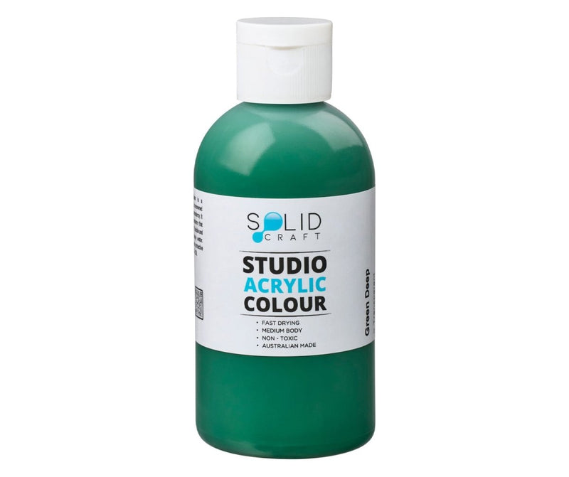 250ml bottle of Solid Craft Studio Acrylic Paint, Green Deep colour