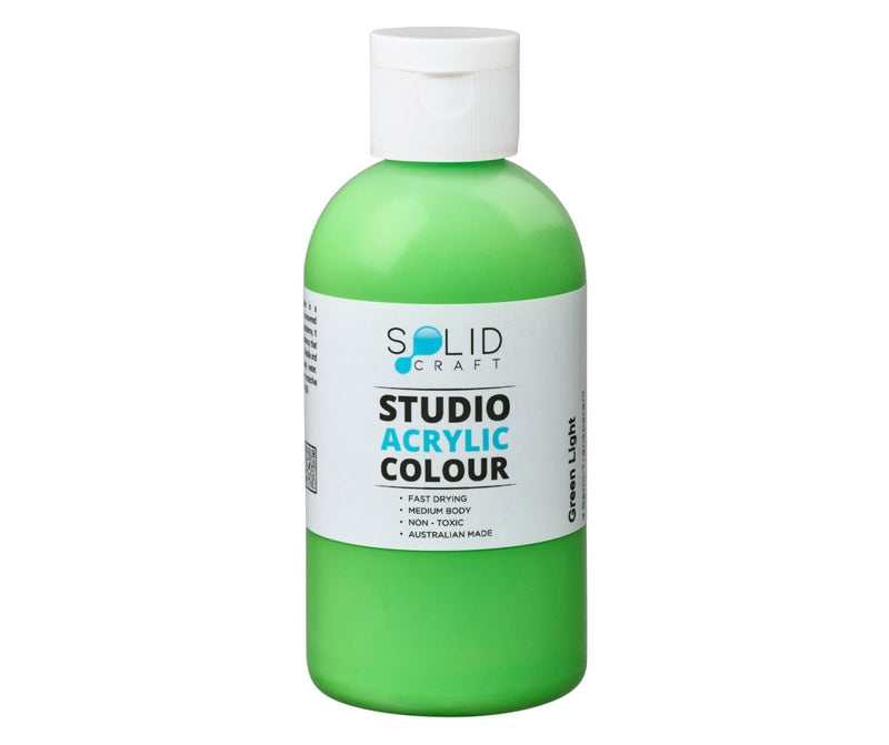 250ml bottle of Solid Craft Studio Acrylic Paint, Green Light colour