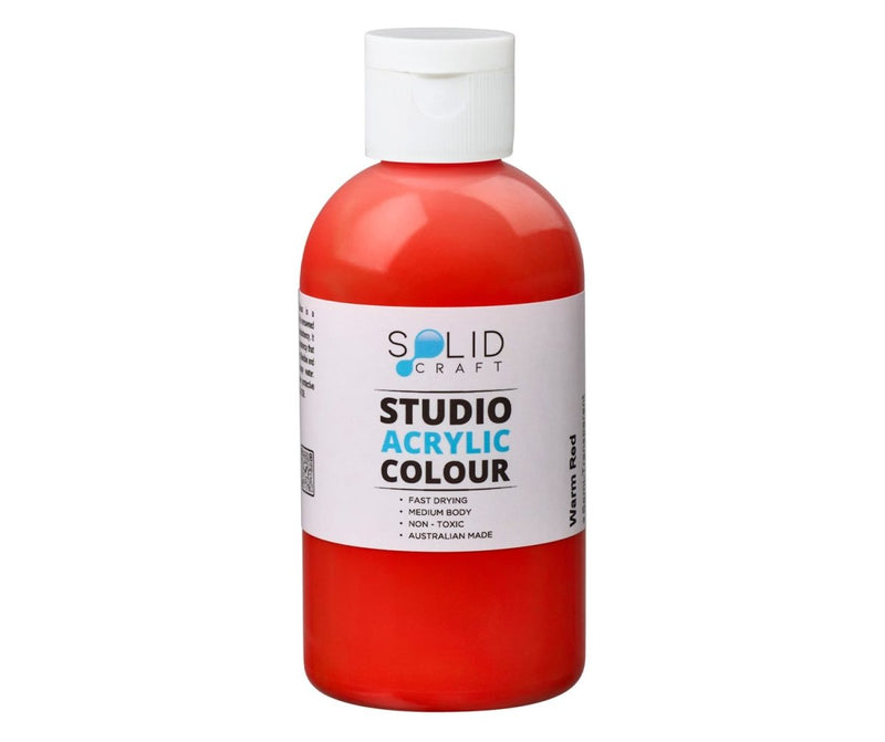 250ml bottle of Solid Craft Studio Acrylic Paint, Warm Red colour
