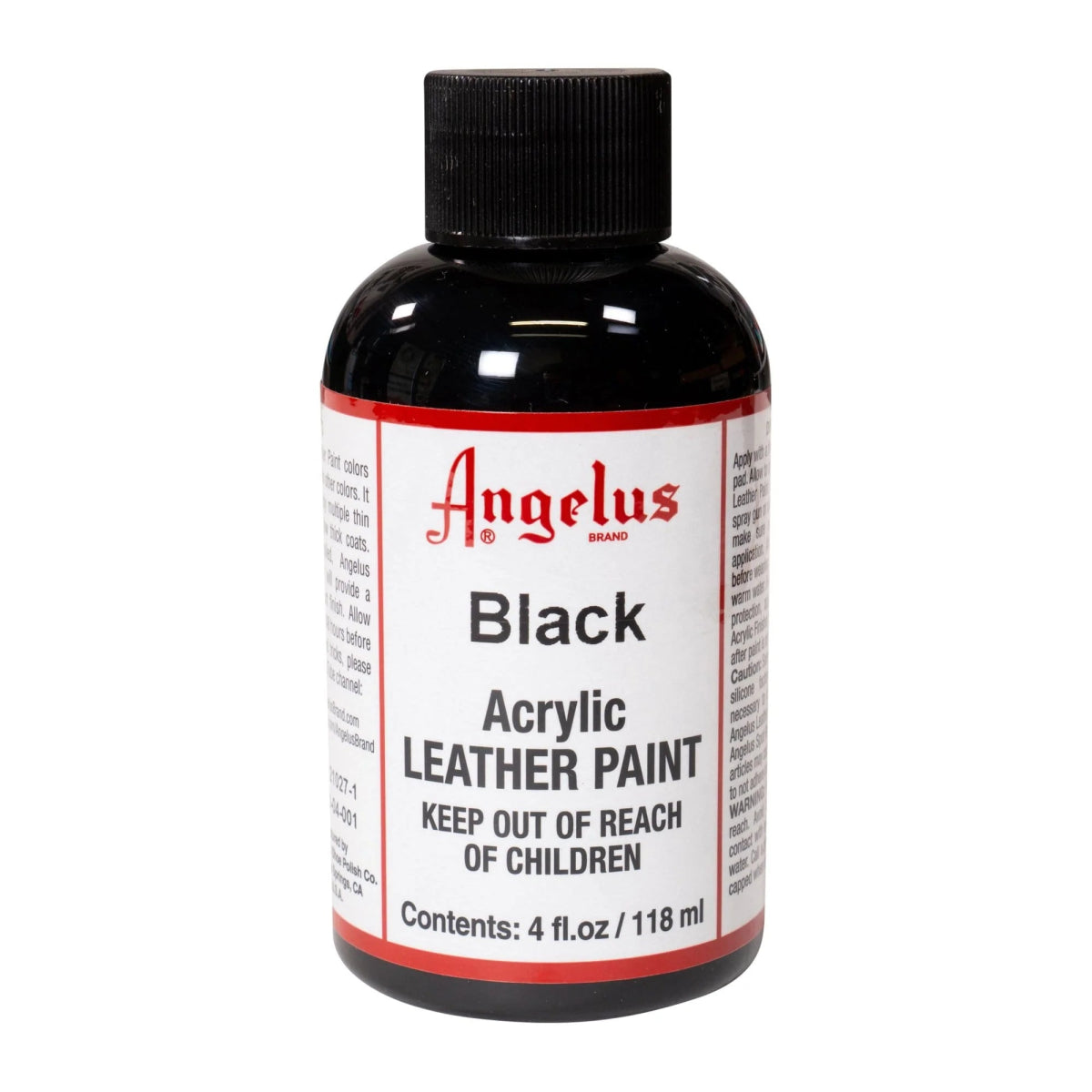 Angelus Acrylic Leather Sneaker Paint Black 118mL Solid Solutions