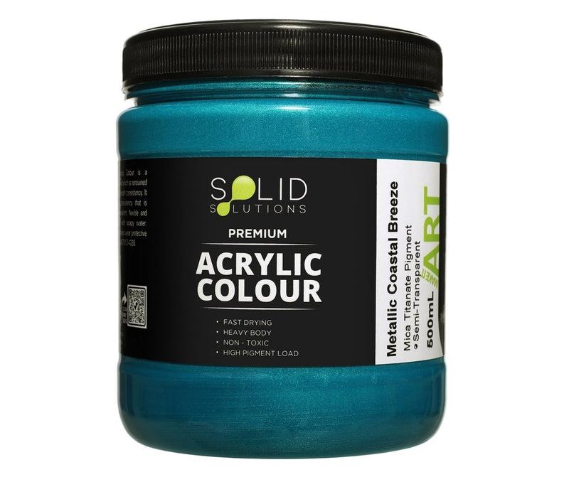 Solid Solutions Acrylic Paint | Metallic Coastal Breeze - 500ml