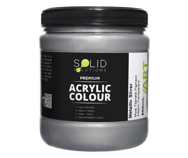 Solid Solutions Acrylic Paint | Metallic Silver - 500ml