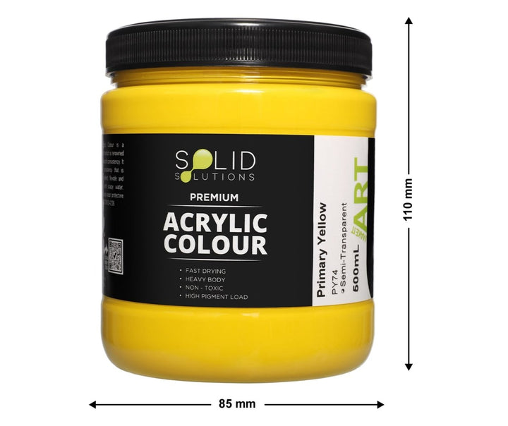 Solid Solutions Acrylic Paint | Primary Yellow - 500ml