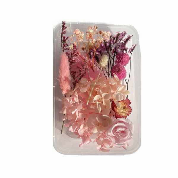 1 x Box Mixed 3D Dried Pink Rose Bunny Tail Flowers