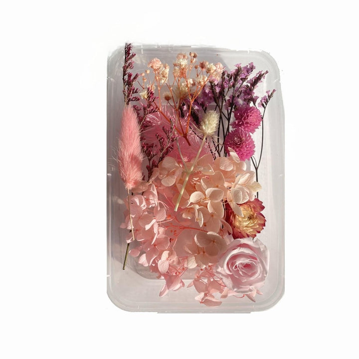 1 x Box Mixed 3D Dried Pink Rose Bunny Tail Flowers