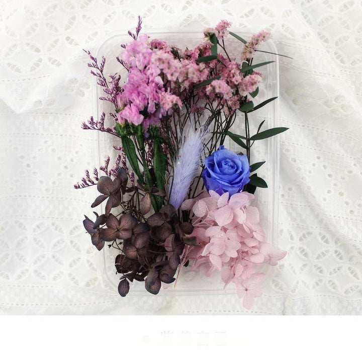 1 x Box Mixed 3D Dried Purple Rose Bunny Tail Flowers