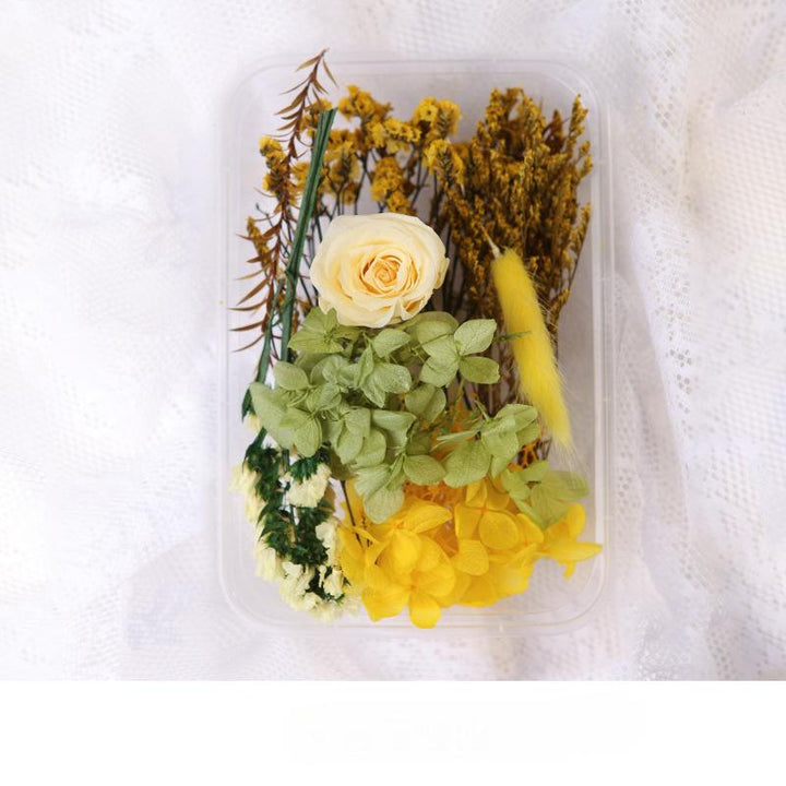 1 x Box Mixed 3D Dried Yellow Rose Bunny Tail Flowers