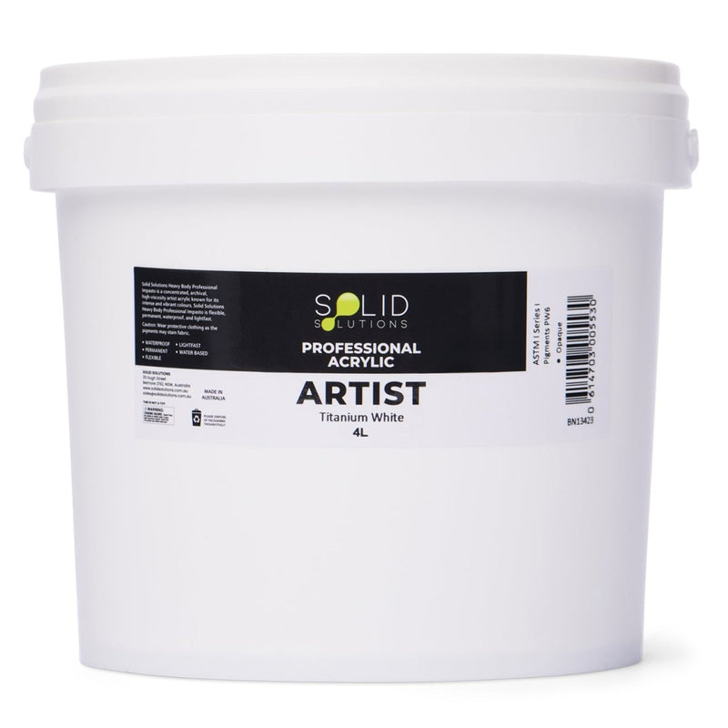 Solid Solutions Titanium White heavy body artist acrylic paint, 4 litre jar