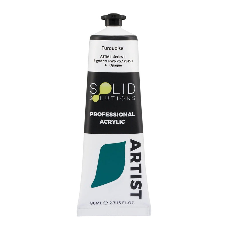 Solid Solutions Turquoise heavy body artist acrylic paint, 80mL tube