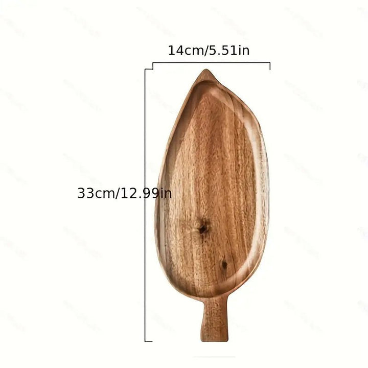 Resin Art - 1 x Acacia Wood Leaf Shaped Tray with Handle 33cm