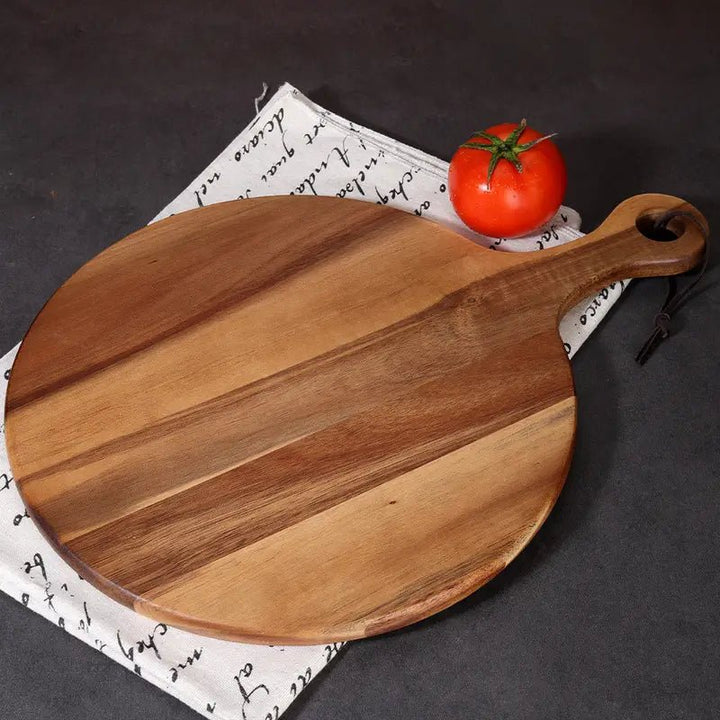 Resin Art - 1 x Acacia Wood Round Chopping Board with Handle 41.8cm