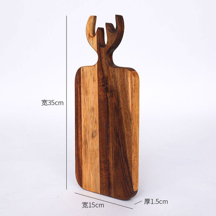 Resin Art - 1 x Wooden Acacia Large Rectangular Tray with Antler Handle 35cm x 15cm x 1.5cm