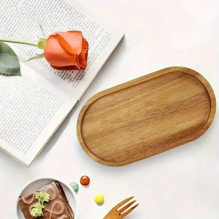 Resin Art - 1 x Wooden Acacia Medium Tray Coaster with Groove 19cm x 10.5cm