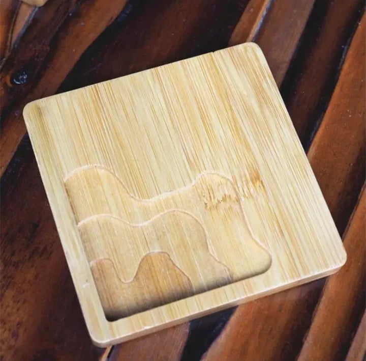 Resin Art - 1 x Wooden Bamboo Square Coaster with River Design 9.1cm x 9.1cm