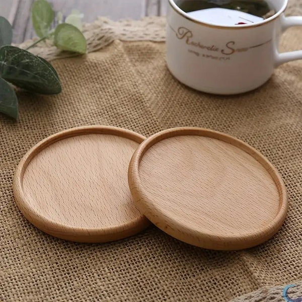 Resin Art - 1 x Wooden Beech Round Coaster with Groove Edge 8.8cm x 8.8cm x 0.8cm