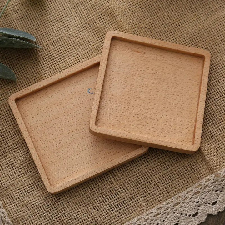 Resin Art - 1 x Wooden Beech Square Coaster with Groove Edge 8.8cm x 8.8cm x 0.8cm