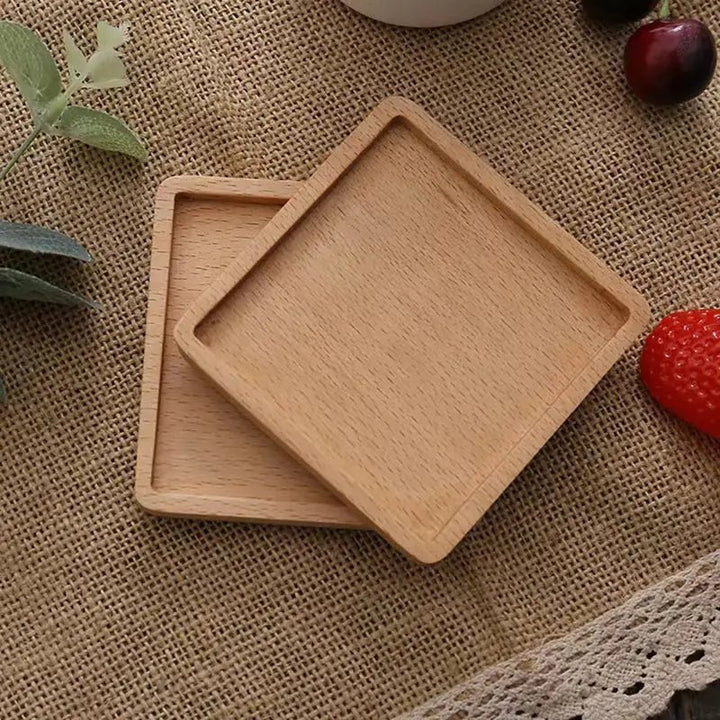 Resin Art - 1 x Wooden Beech Square Coaster with Groove Edge 8.8cm x 8.8cm x 0.8cm