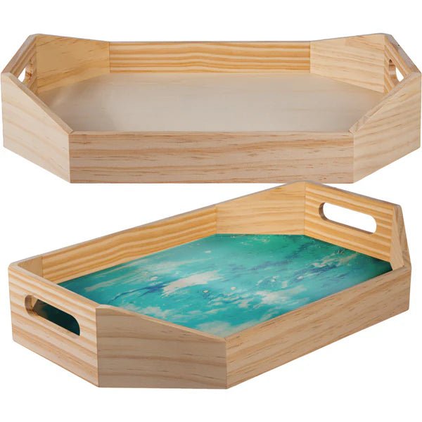 Resin Art - Wooden Rectangle Plywood Serving Tray 37.7cm x 25.9cm x 6.5cm x 1