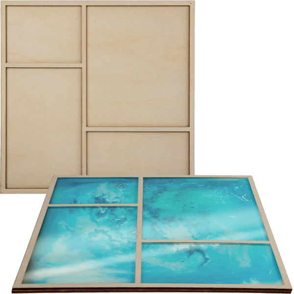 Resin Art - Wooden Square Plywood 4 x Panel Board 25cm x 25cm x 0.6cm