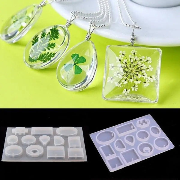 Silicone Mould - 1 x 12 Assorted Pendant Earring Mould 14.5cm x 12cm x 0.5cm