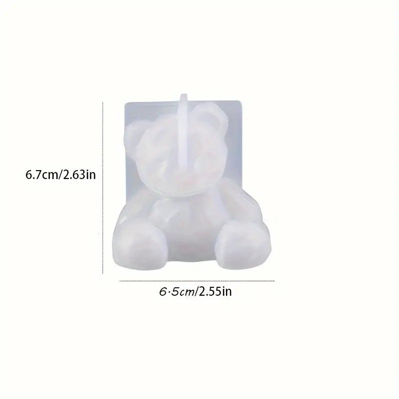 Silicone Mould - 1 x 3D Sitting Geometric Sitting Bear Mould 6.7cm x 6.5cm