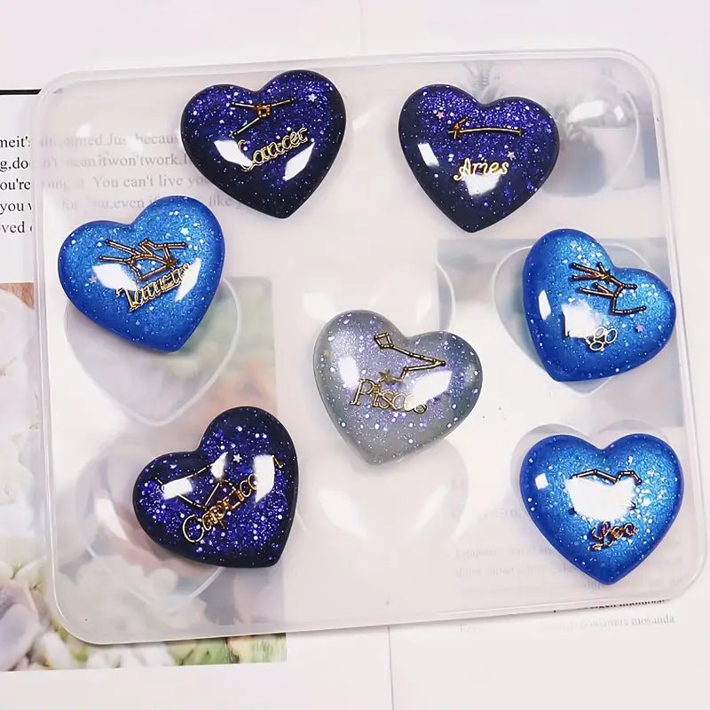 Silicone Mould 1 x 9pc Heart Shape Mould for Keyrings & Pocket Hugs