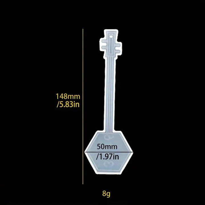 Silicone Mould - 1 x Hexagon Musical Instrument Bookmark Keyring 14.8cm x 5cm