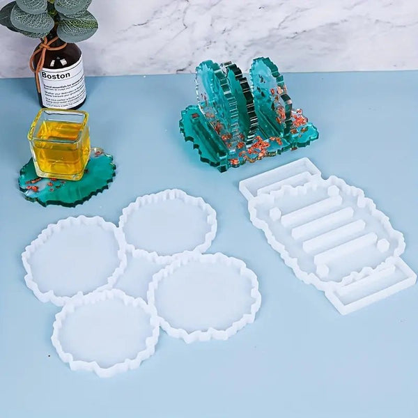 Silicone Mould - 1 x Irregular Geode Coaster & Stand Mould 20cm x 19cm