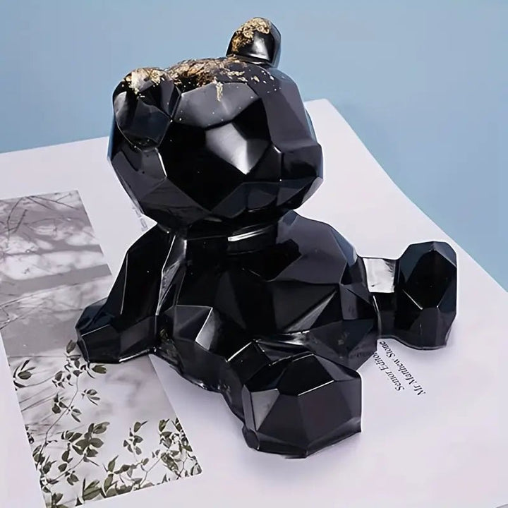 Silicone Mould - 1 x Large 3D Geometric Sitting Phone Holder Bear Mould 10cm x 9cm x 8.5cm