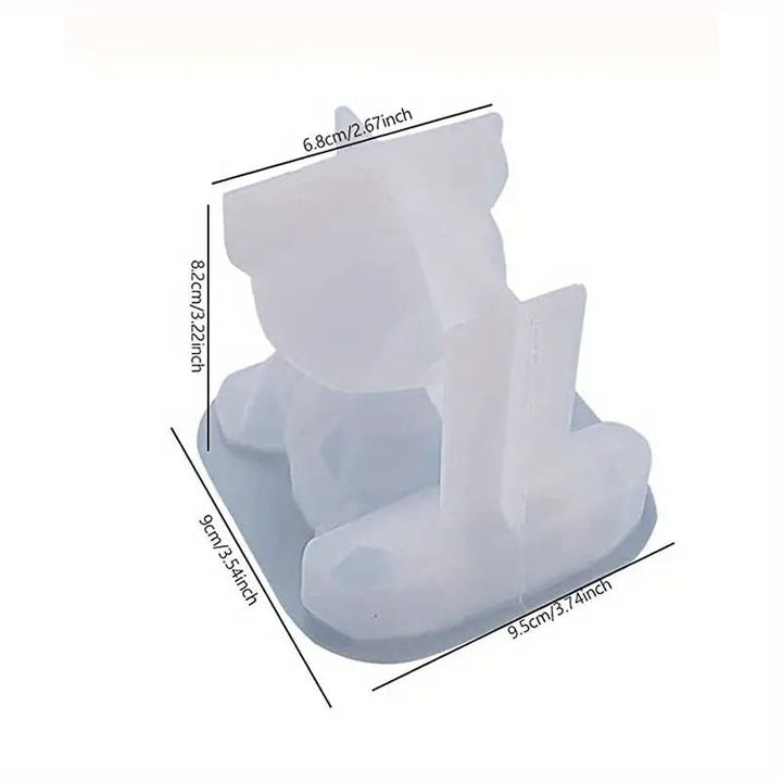 Silicone Mould - 1 x Large 3D Geometric Sitting Phone Holder Bear Mould 10cm x 9cm x 8.5cm