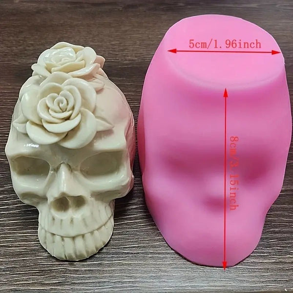 Silicone Mould - 1 x Large 3D Rose Skull Mould 11cm x 6cm x 8cm