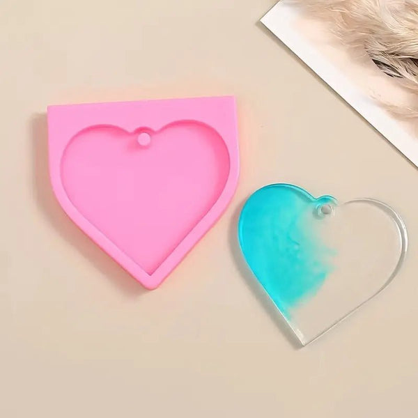 Silicone Mould - 1 x Large Heart Keyring Tag 8cm x 8cm x 0.8cm