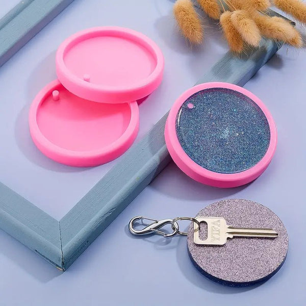 Silicone Mould - 1 x Large Round Keyring Tag 7.5cm