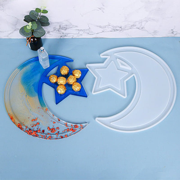 Silicone Mould - 1 x Moon Star Serving Tray Mould 36cm x 35.5cm