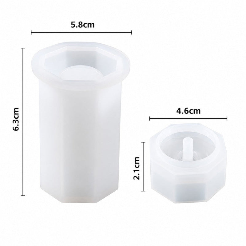 Silicone Mould - 1 x Octagon Bottle with Lid Mould