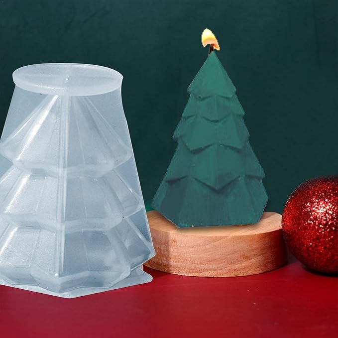 Silicone Mould - 1 x Octagon Christmas Tree Mould 6.6cm x 6.6cm x 7cm