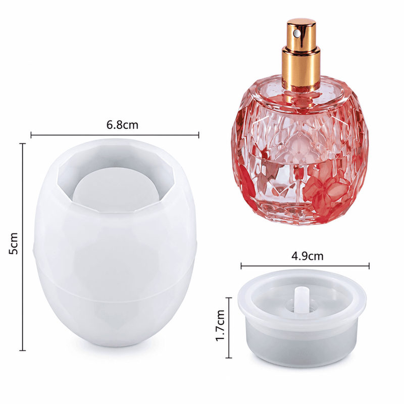 Silicone Mould - 1 x Round Embossed Bottle with Lid Mould