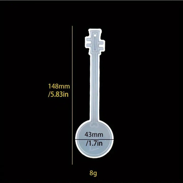 Silicone Mould - 1 x Round Musical Instrument Bookmark Keyring 14.8cm x 4.3cm