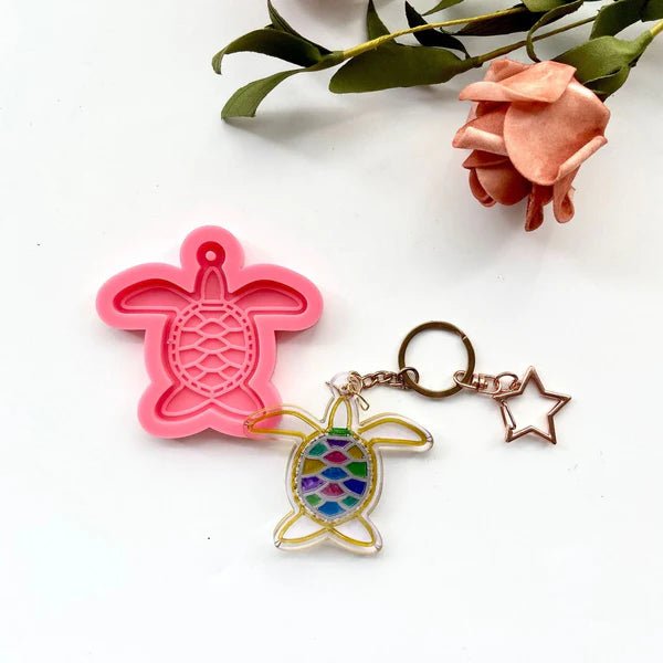 Silicone Mould - 1 x Sea Turtle Keyring Mould 6.6cm x 7cm x 0.8cm