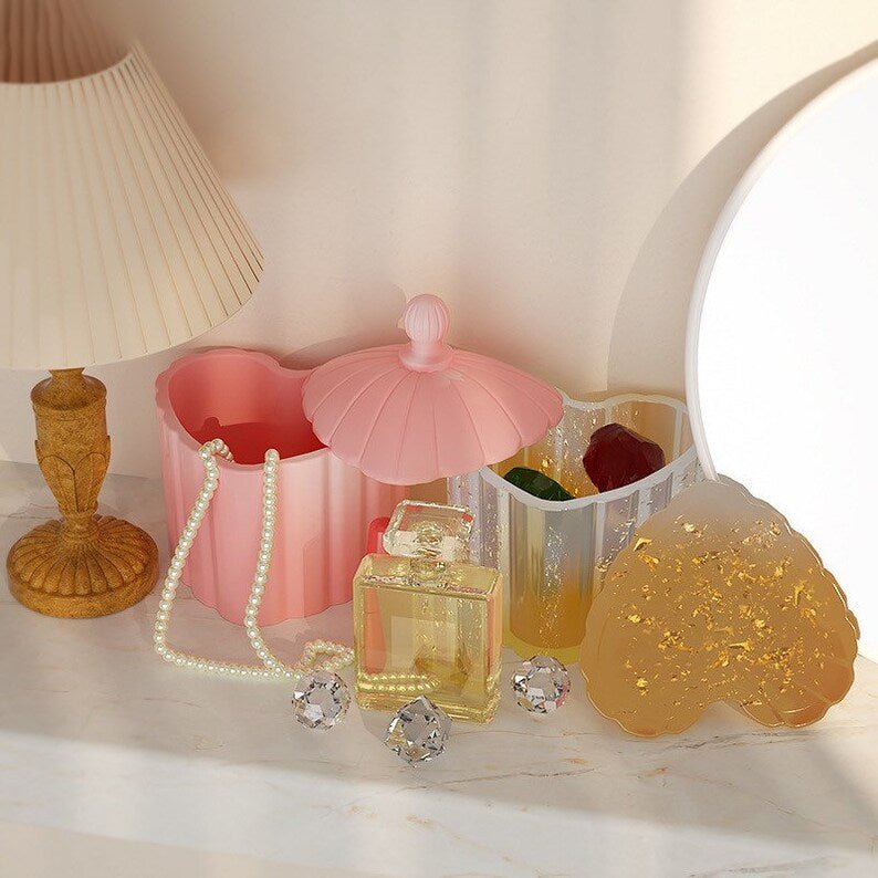 Silicone Mould - 1 x Silicone Heart with Lid Storage Jar Mould