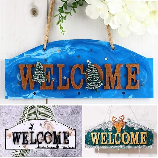 Silicone Mould - 1 x Welcome Sign with Hanging Holes Mould 26cm x 11cm x 2.5cm