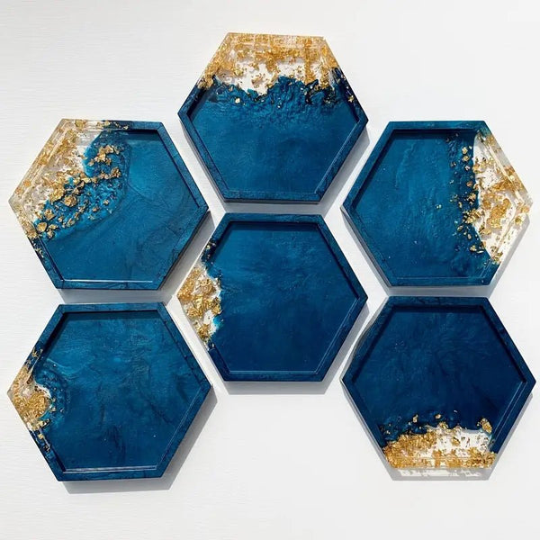 Silicone Mould - Hexagon Edged Coaster 9.5cm x 11cm x 1.5cm